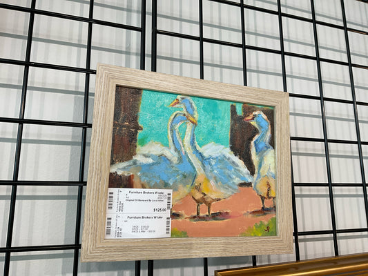 Original Oil Barnyard By Local Artist