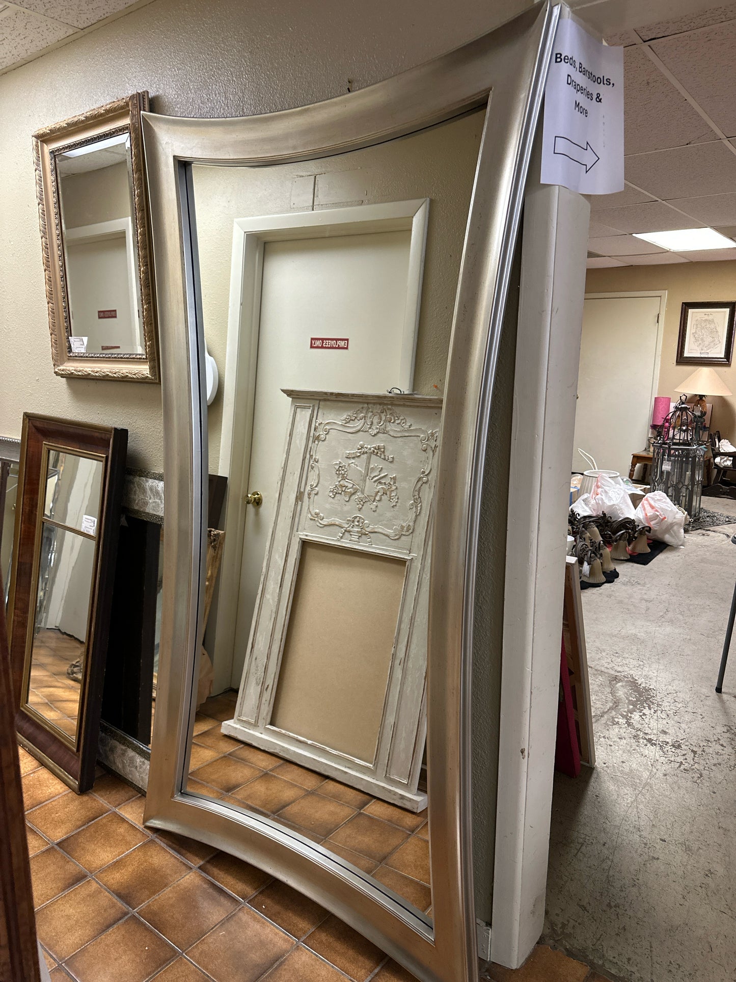 Large Silver Frame Mirror 39w X 79t