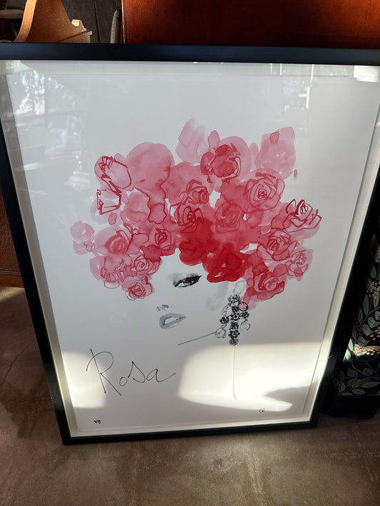 Signed Artist Proof "Rosa" Lady w/Pink Hair in Black Frame(27x36.5)