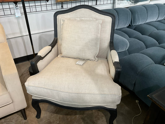 RH Marseilles Chair White Upholstered Linen w/ Black Wood Finish