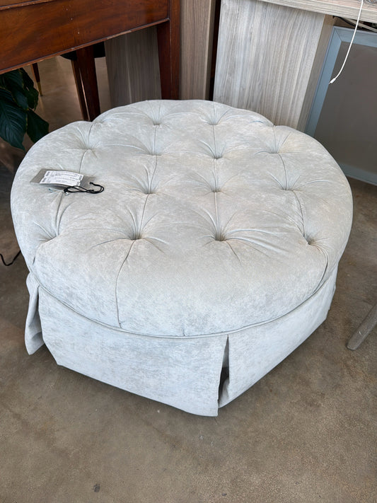 EA Gray Tufted Ottomon Coco Style New Upholster including w/ Cotton Slipcover