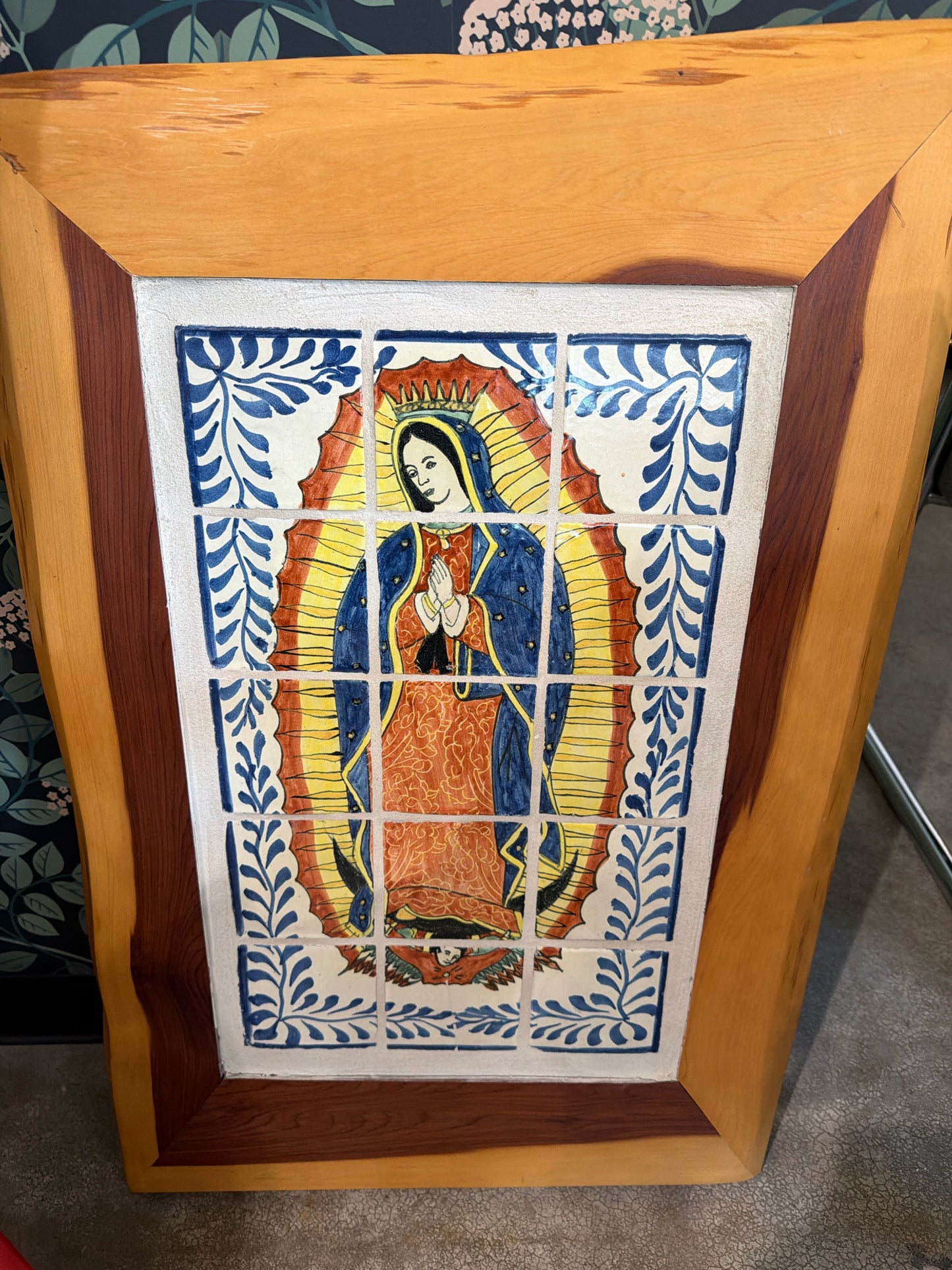 Madonna Tiled Art in Wood Frame