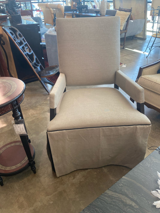 Lee Industries Gold Metallic Skirted Arm Chair with Black Trim