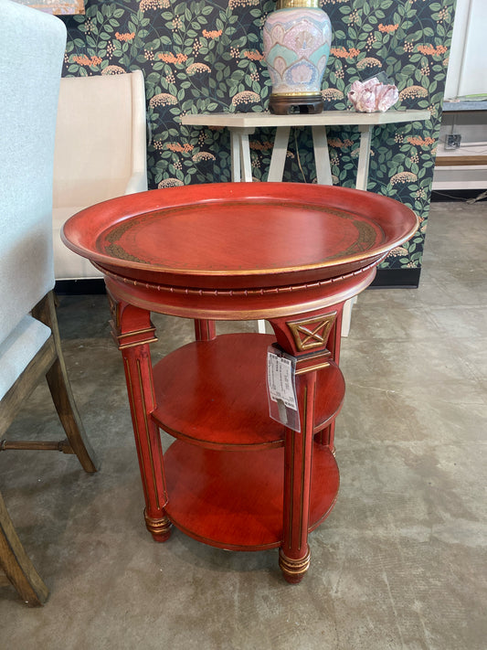 Small Painted Orange Side Table 2 Pieces