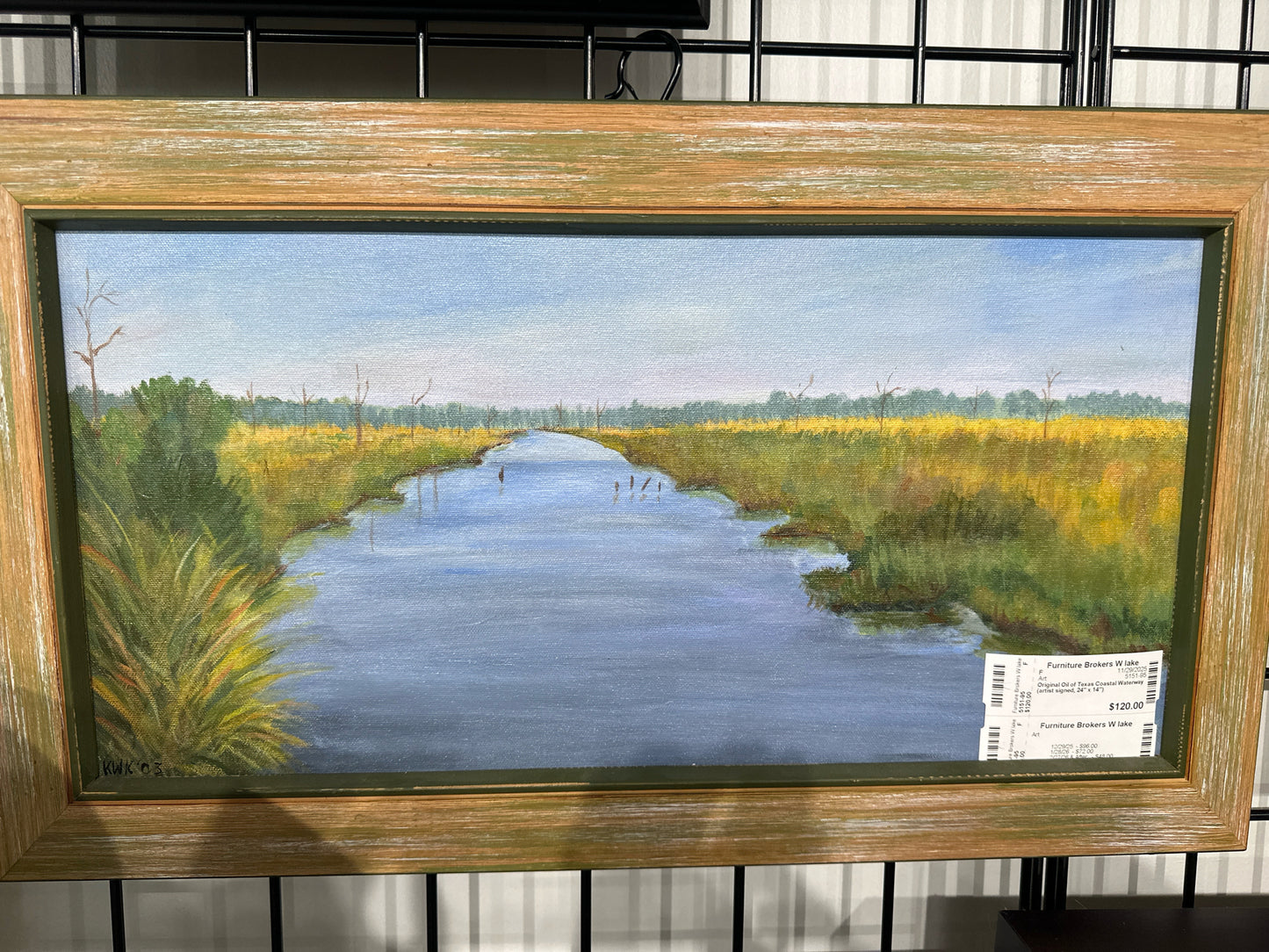 Original Oil of Texas Coastal Waterway (artist signed, 24" x 14")