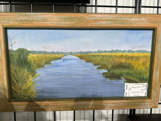 Original Oil of Texas Coastal Waterway (artist signed, 24" x 14")