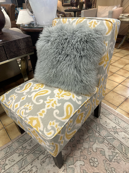 Yellow/Grey Paisley Slipper Chairs