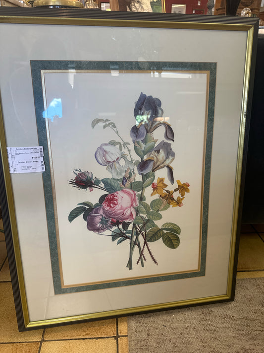 Floral Botanical Picture in Black Frame 25 x 31