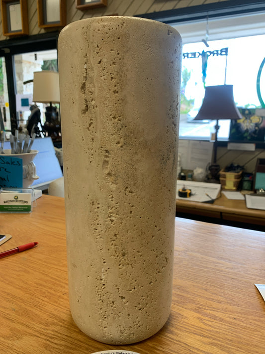 1960's Raymor Italian Travertine Cylinder Vase 15"