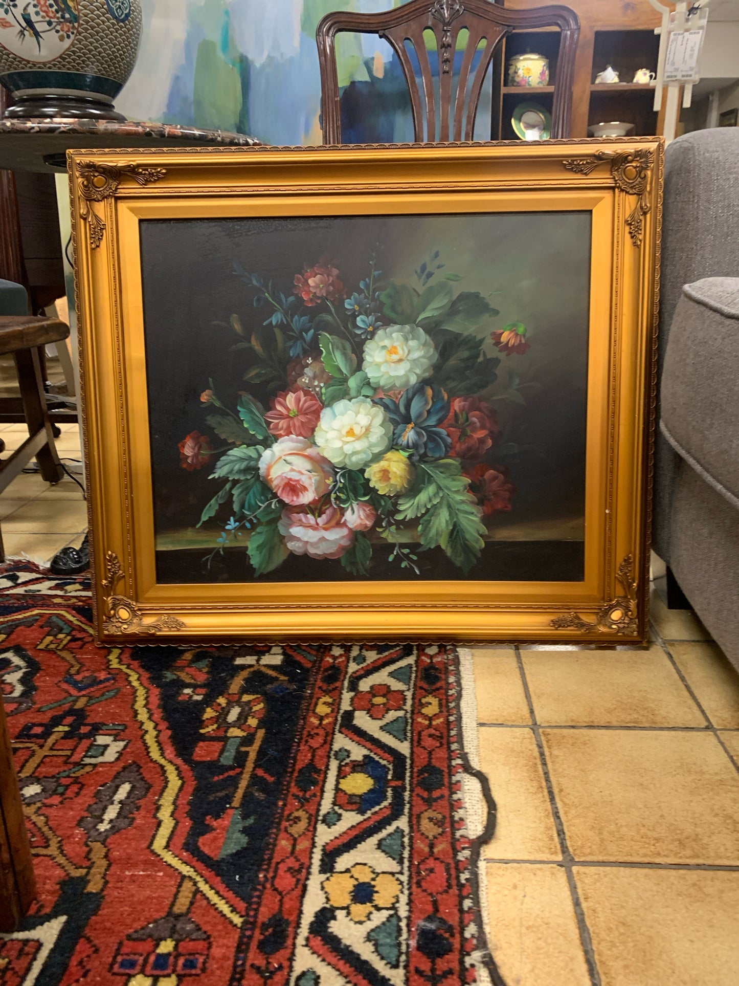 Still Life - Floral Bouquet w/ Gold Frame 30x27