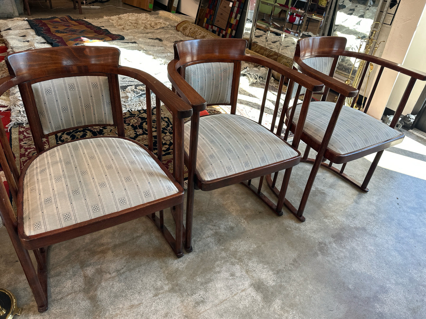Set of 3 Joseff Hoffmann -Designed  Bentwood Barrel Armchairs