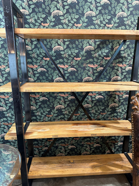 Metal Shelving Unit w/ 4 Wood Shelves
