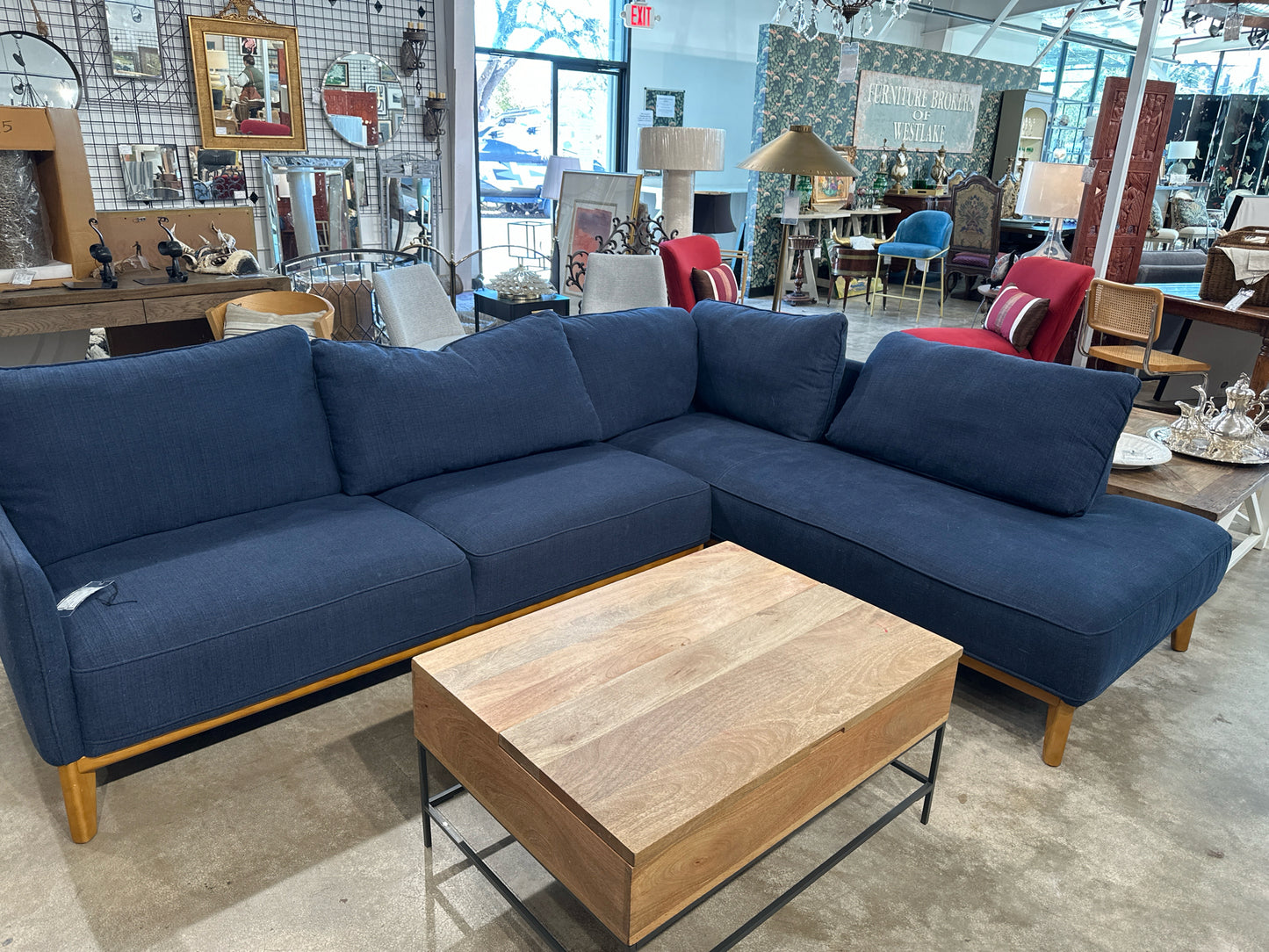 L Shape Sectional, Macy's - Navy Blue Sofa