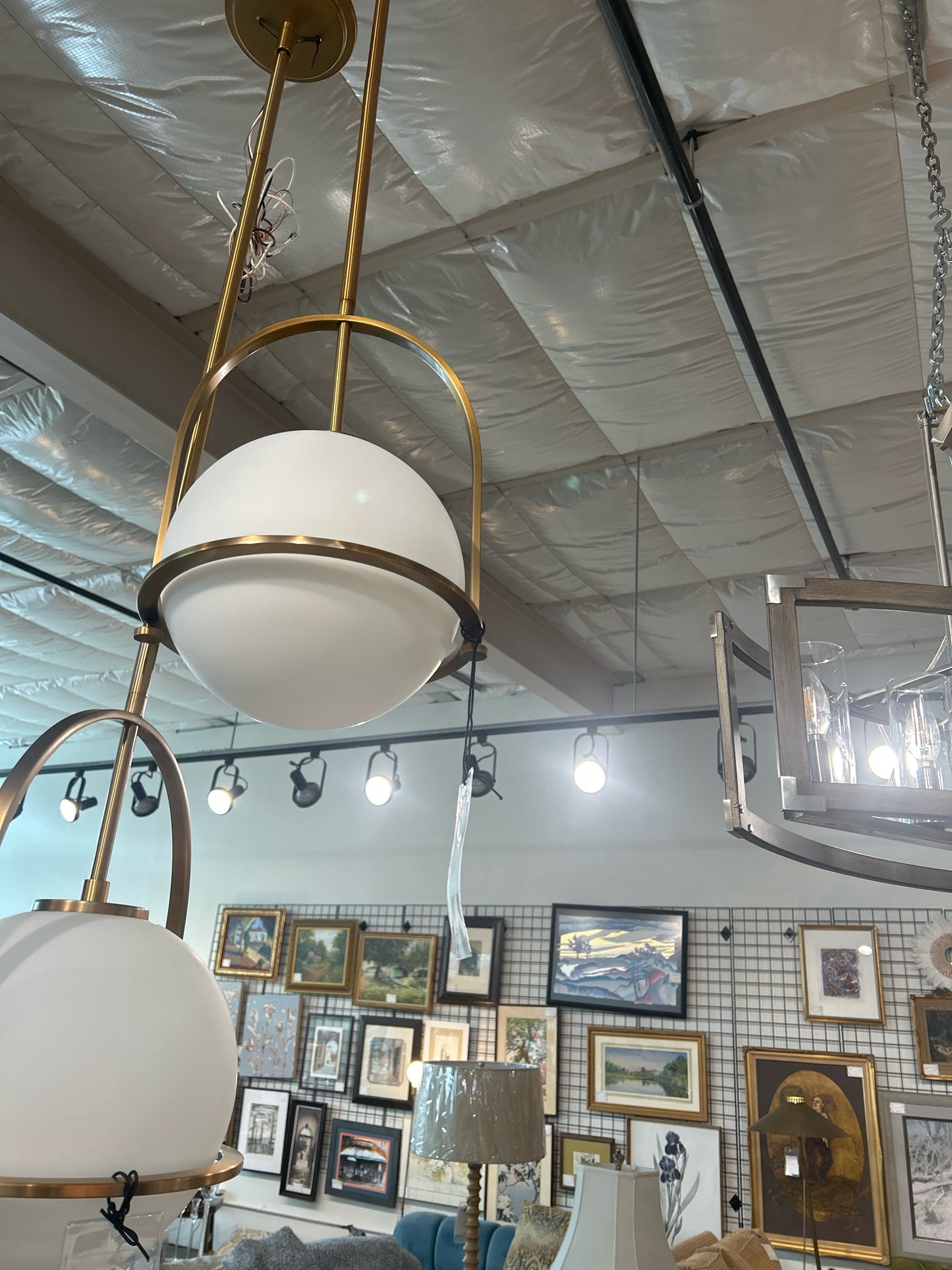 Hinkley "Somerset" Frosted Globe/Brushed Gold Pendant