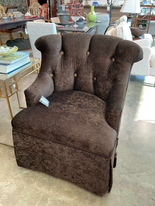 Marge Carson, Boudoir Chair Chocolate Brown - Custom Uph (Orig Retail $3999)
