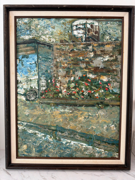 Signed Original MCM Oil Painting in Wood Frame