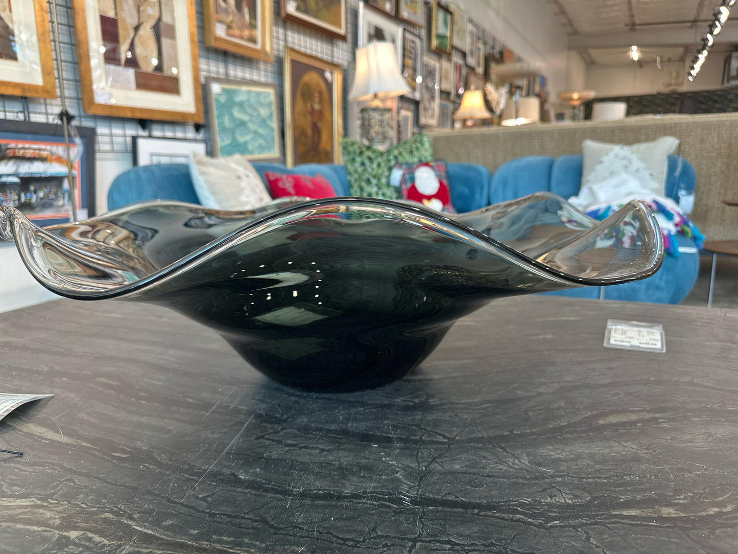 CB2 26.5" d Large Smoky Glass Swirl Bowl