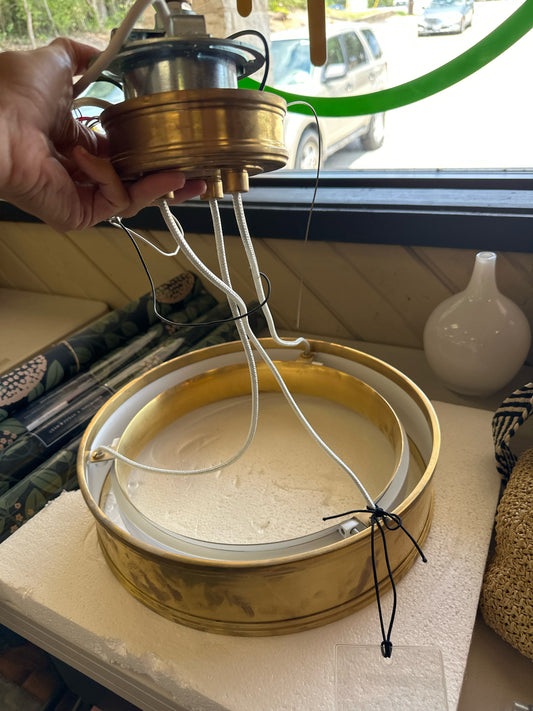 Round Aged Brass Light Fixture