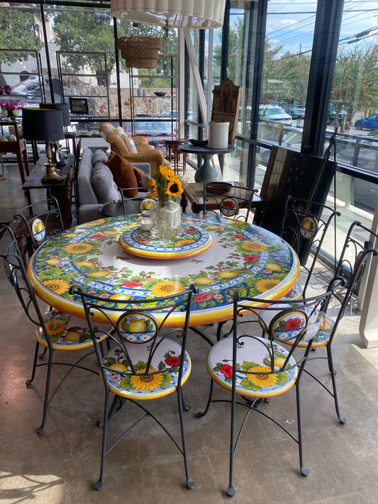Italian Indoor/ Outdoor Round Ceramic Dining Table