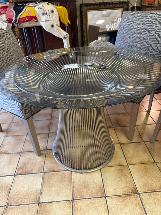 Contemporary Platner Chrome Table w/Glass Top 36"