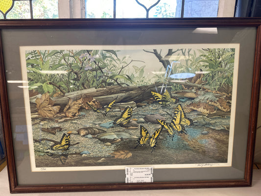 "Gathering Place" Butterfly Picture in Wood Frame 30 x 20.5