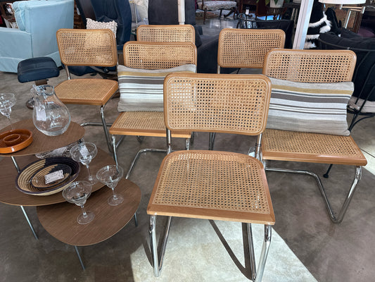 SET of 6 MCM Marcel Breuer Cane/Chrome Side Chairs