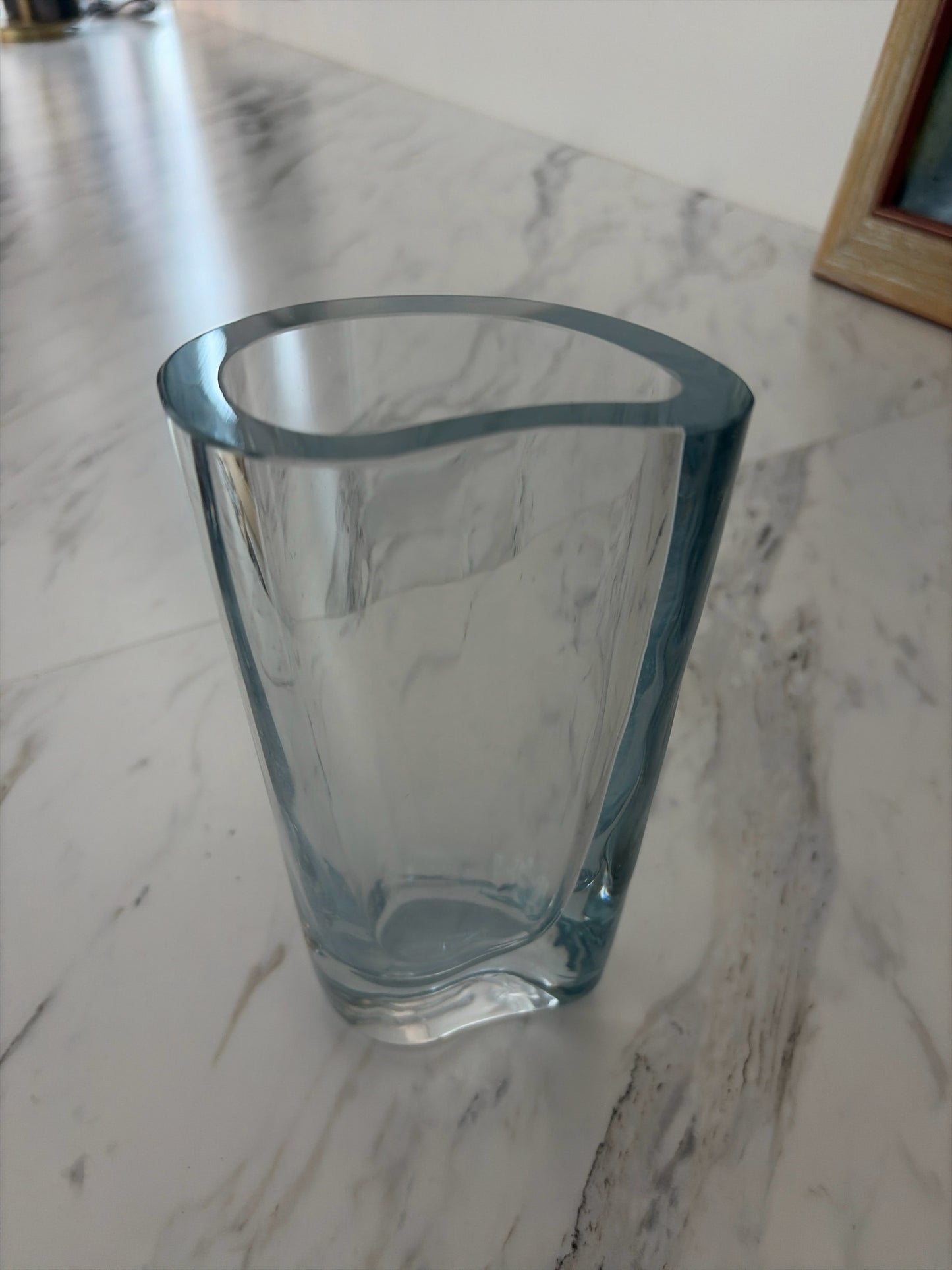 Vintage Signed Strombergshyttan Crystal Kidney-Shape Vase