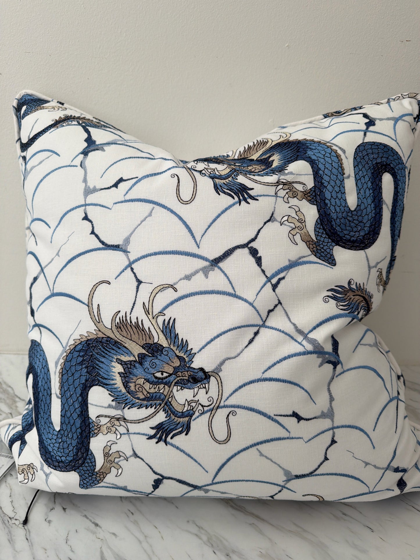Blue/White Dragon 24"sq Pillow- New Insert