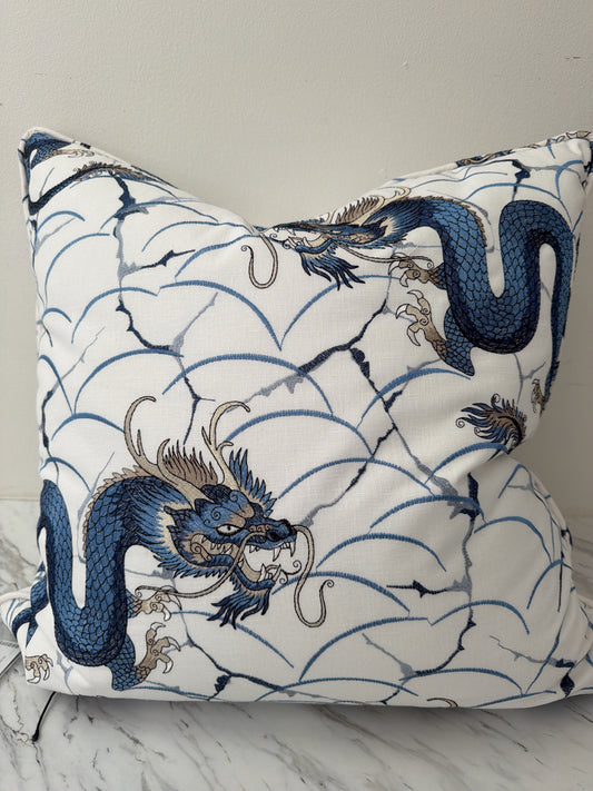 Blue/White Dragon 24"sq Pillow- New Insert