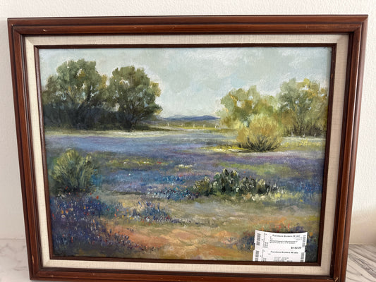 Signed Origianal of Bluebonnets in Wood Frame 21 x 17 P. Griffeth