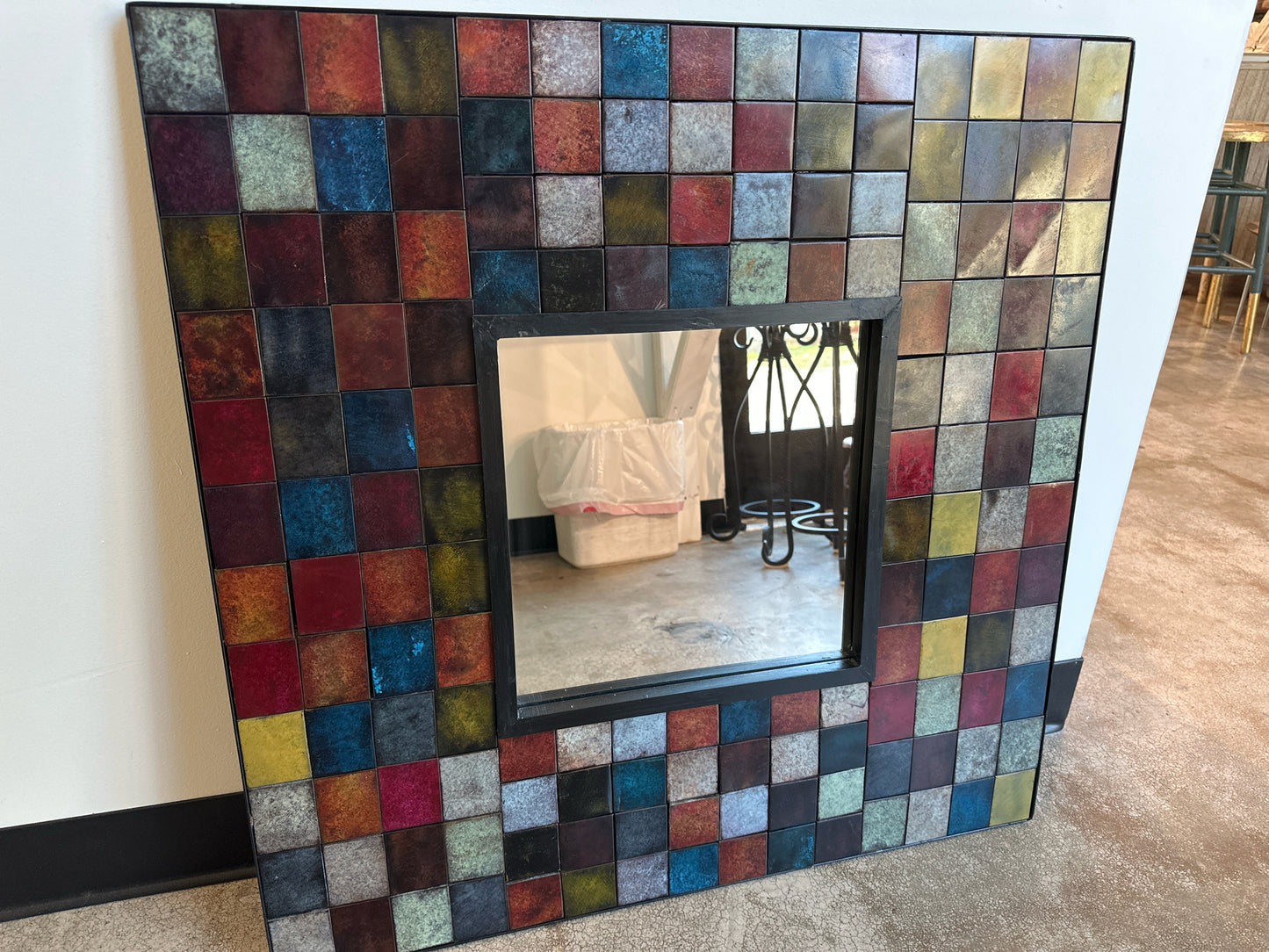 Multicolor Squares Tile Mirror 30.5"sq