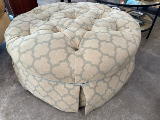 Standford Round Tufted Yellow/Green Ottoman