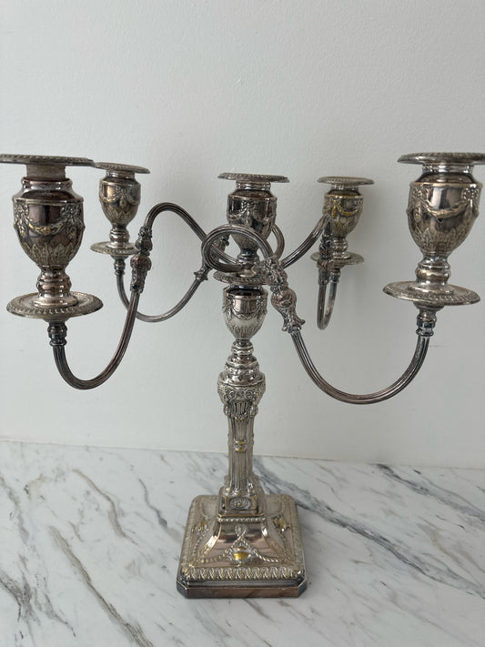 Silver Plate 5 Arm Candleabra