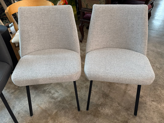 Pair of Trica Upholstered Dining Chairs - Neutral Colorway (New)