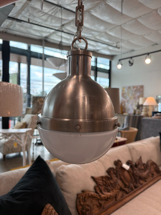Visual comfort Studio Hanks 1 Light Pendant Nickel/White Glass