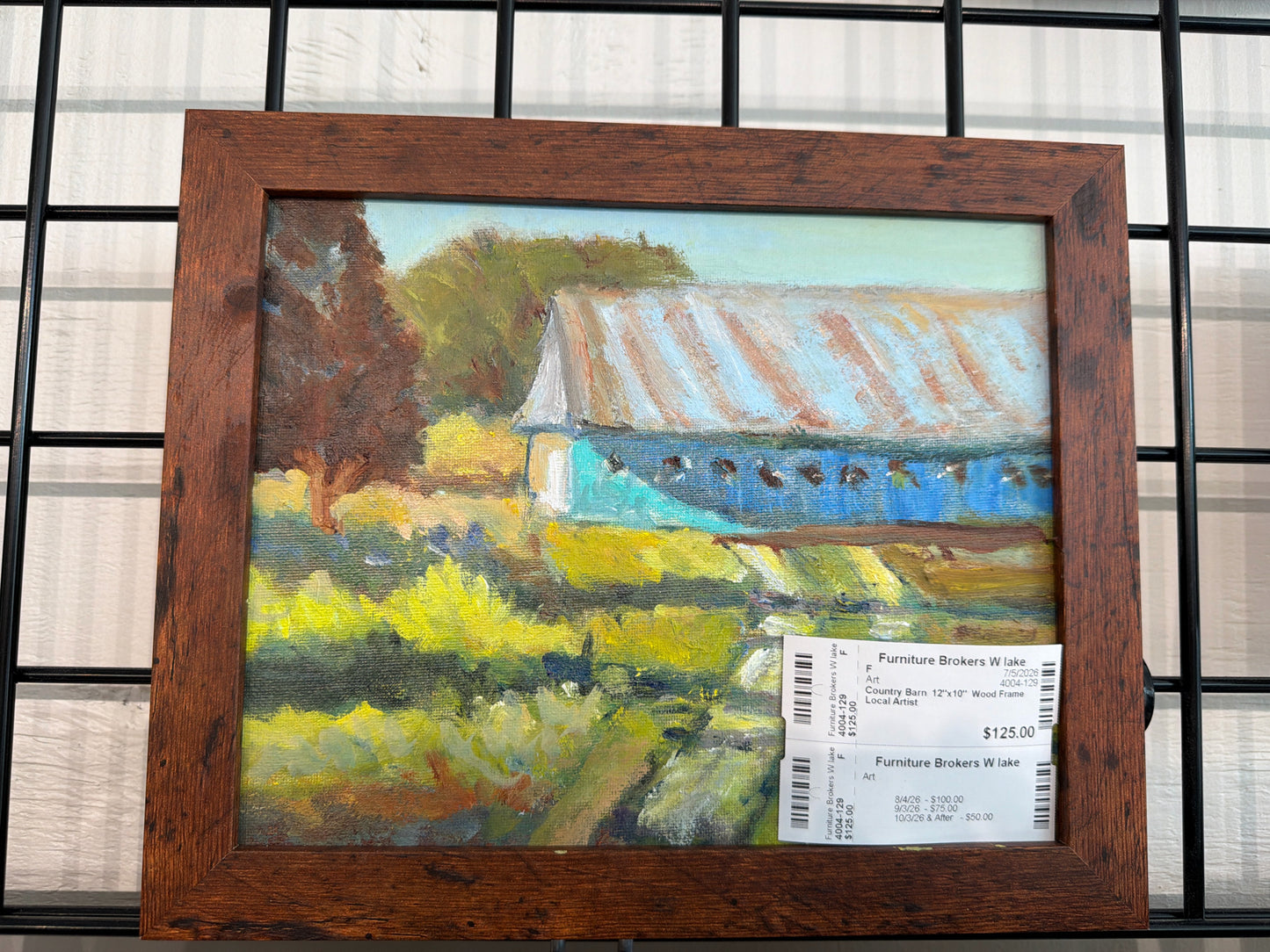 Country Barn  12"x10"  Wood Frame Local Artist