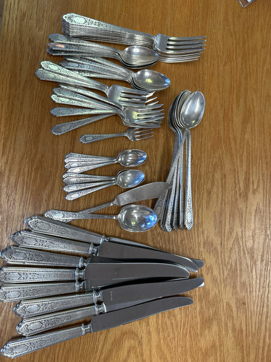 Sterling Silver Flatware Set: Service for 8 by Lunt Silver, Massachusets