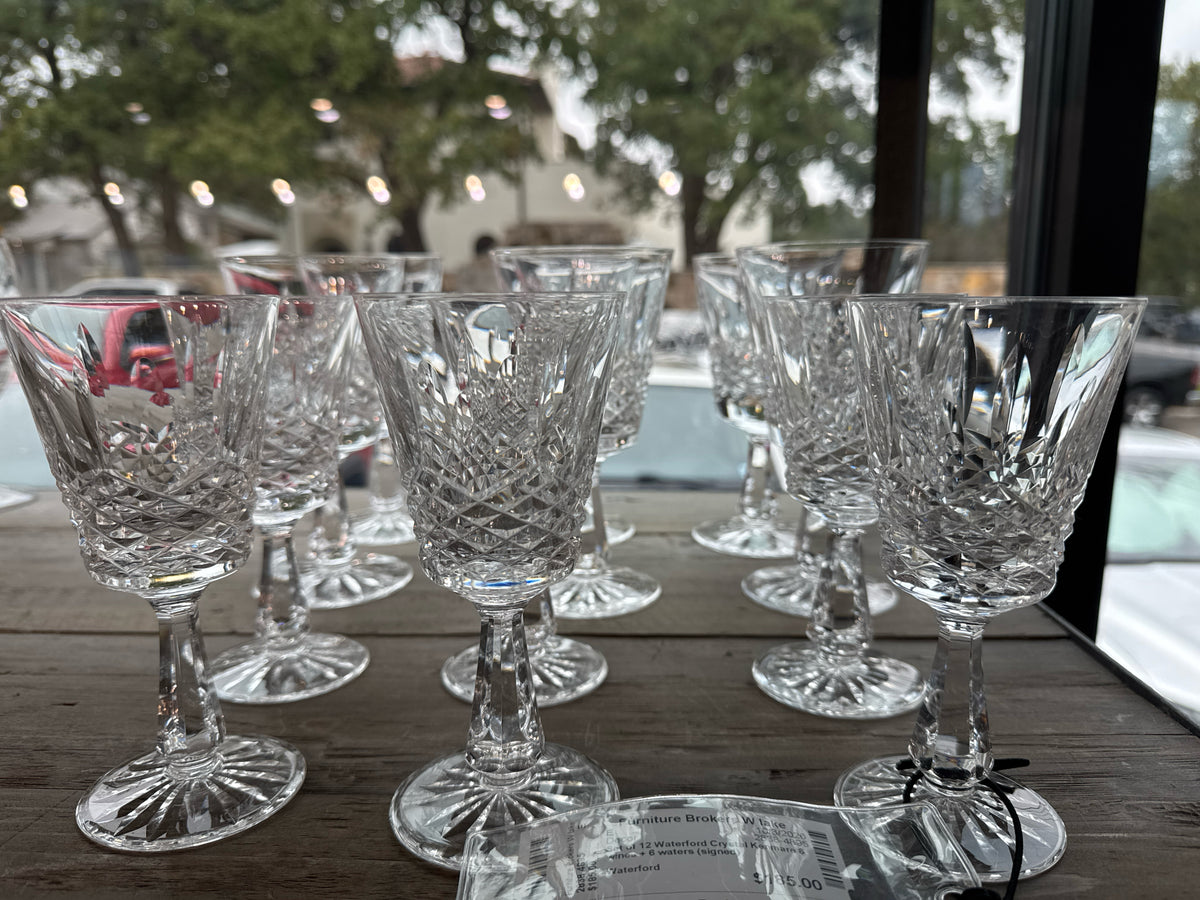 Set of 12 Waterford Crystal Kenmare 6 wines + 6 waters (signed)