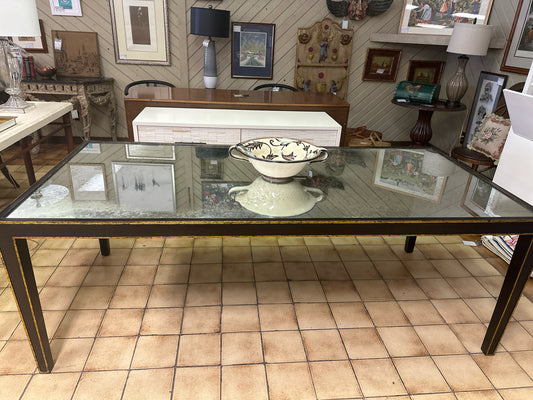 Oly Studio Black/Gold Mirrored Glass Top Dining Table 84 X 39.5