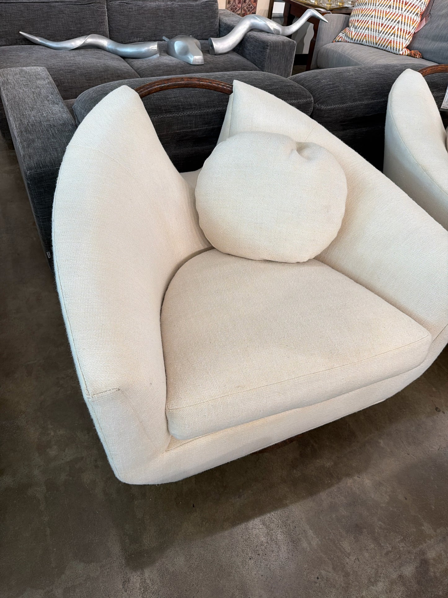 Theodore Alexander "Willoughby" Swivel Chair w/ Wood Base