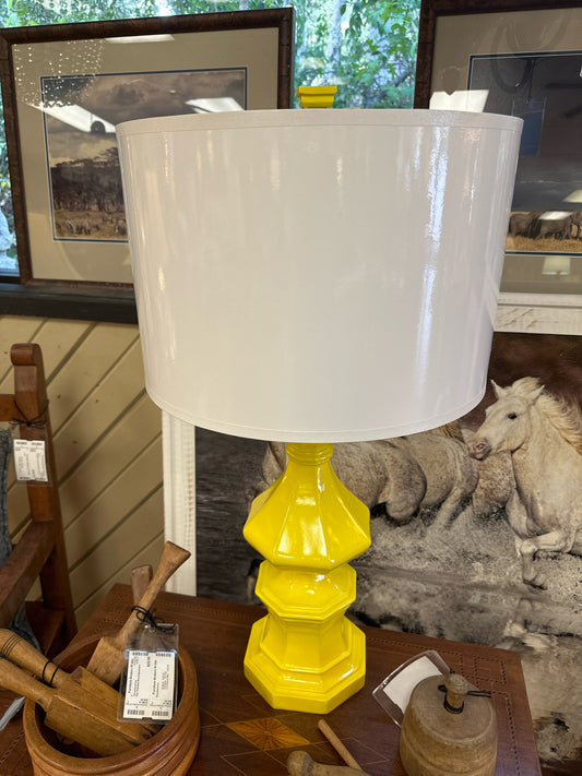 Bright Yellow Lamp w/ White Shade