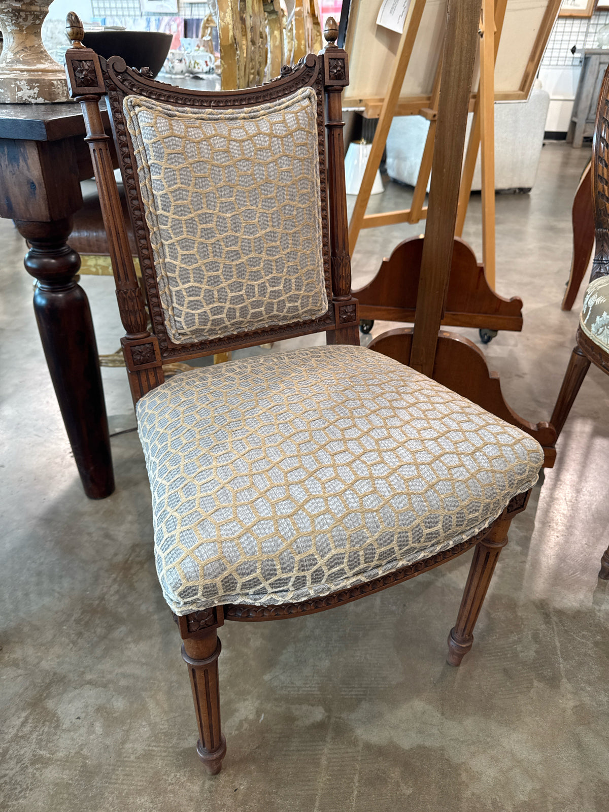 Vintage Eastlake Style Side Chair w/ New Custom Kravet Calico Series Upholstery