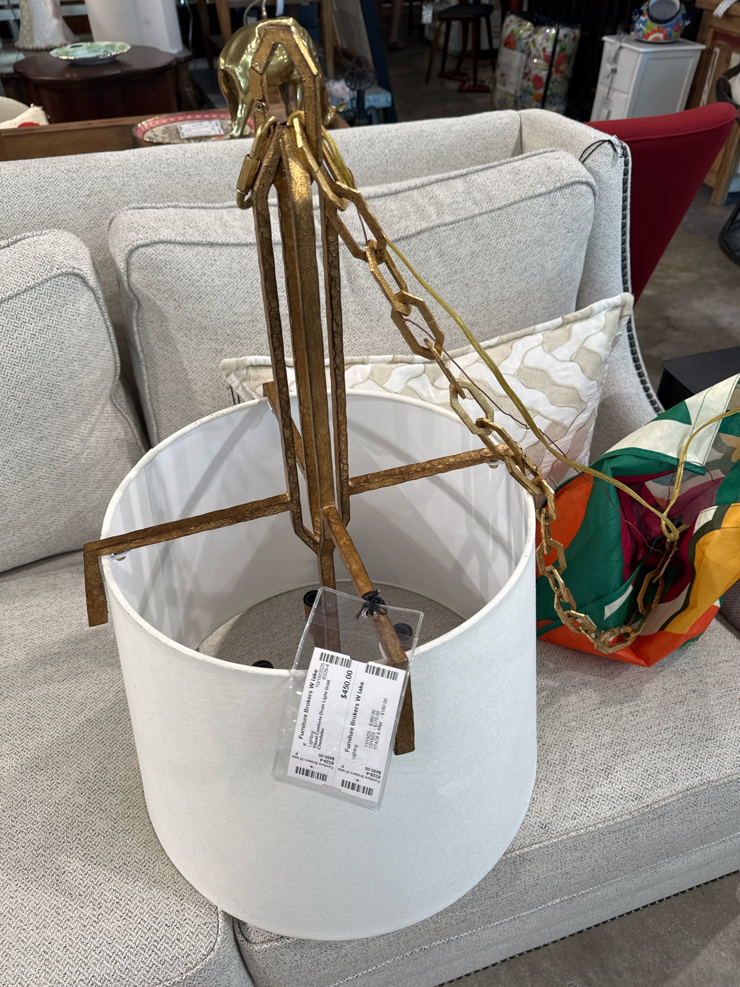 Visual Comforts Drum Light Gold Chandelier