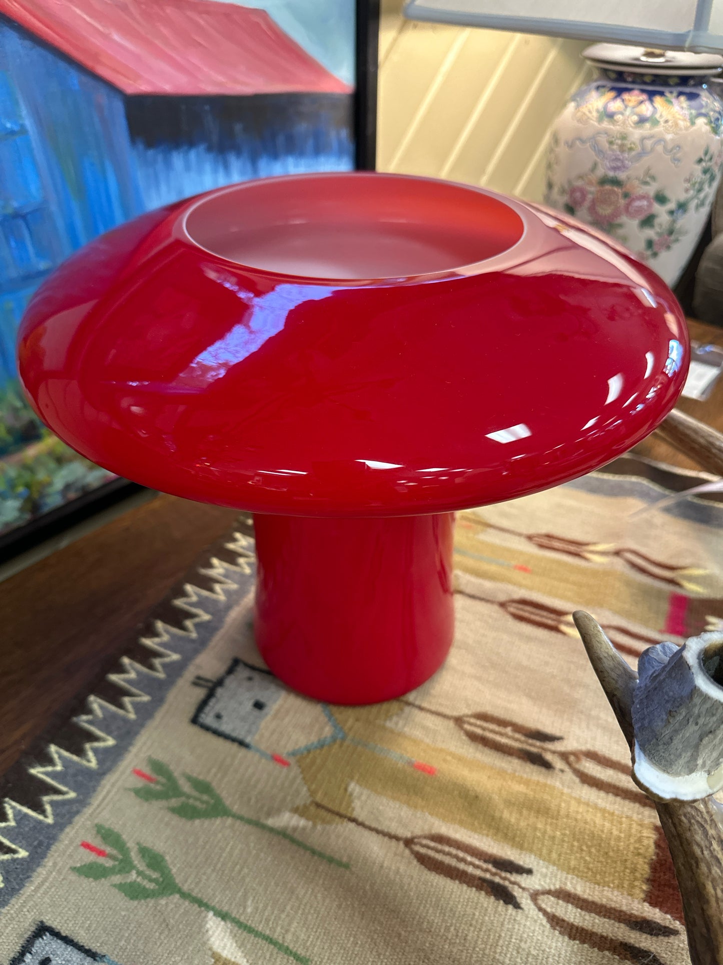 Murano Glass Red Mushroom Vase