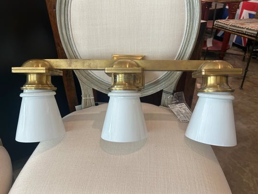 Visual Comforts 3 Light White/Brass Look Vanity Light