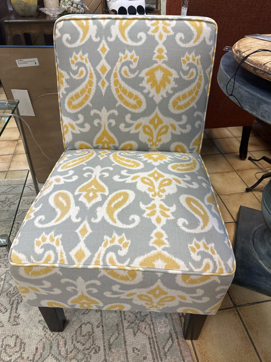 Yellow/Grey Paisley Slipper Chairs
