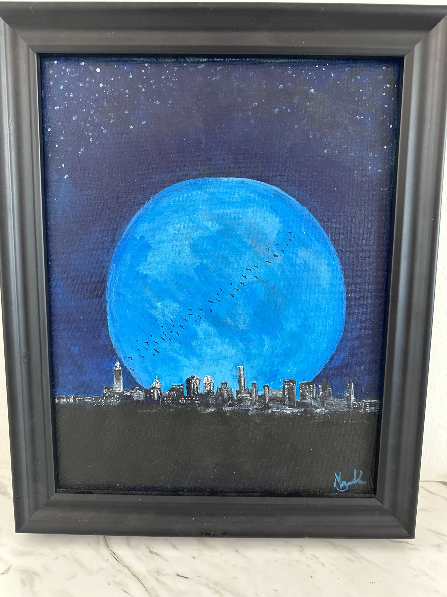 "Once in a Blue Moon" Original by Local Artist 14 x 16