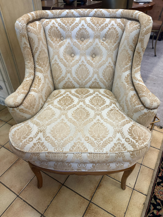 French Accent Chair Cream with Gold Pattern