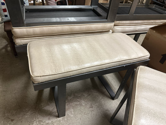 Metal Base Cream Upholstery Bench