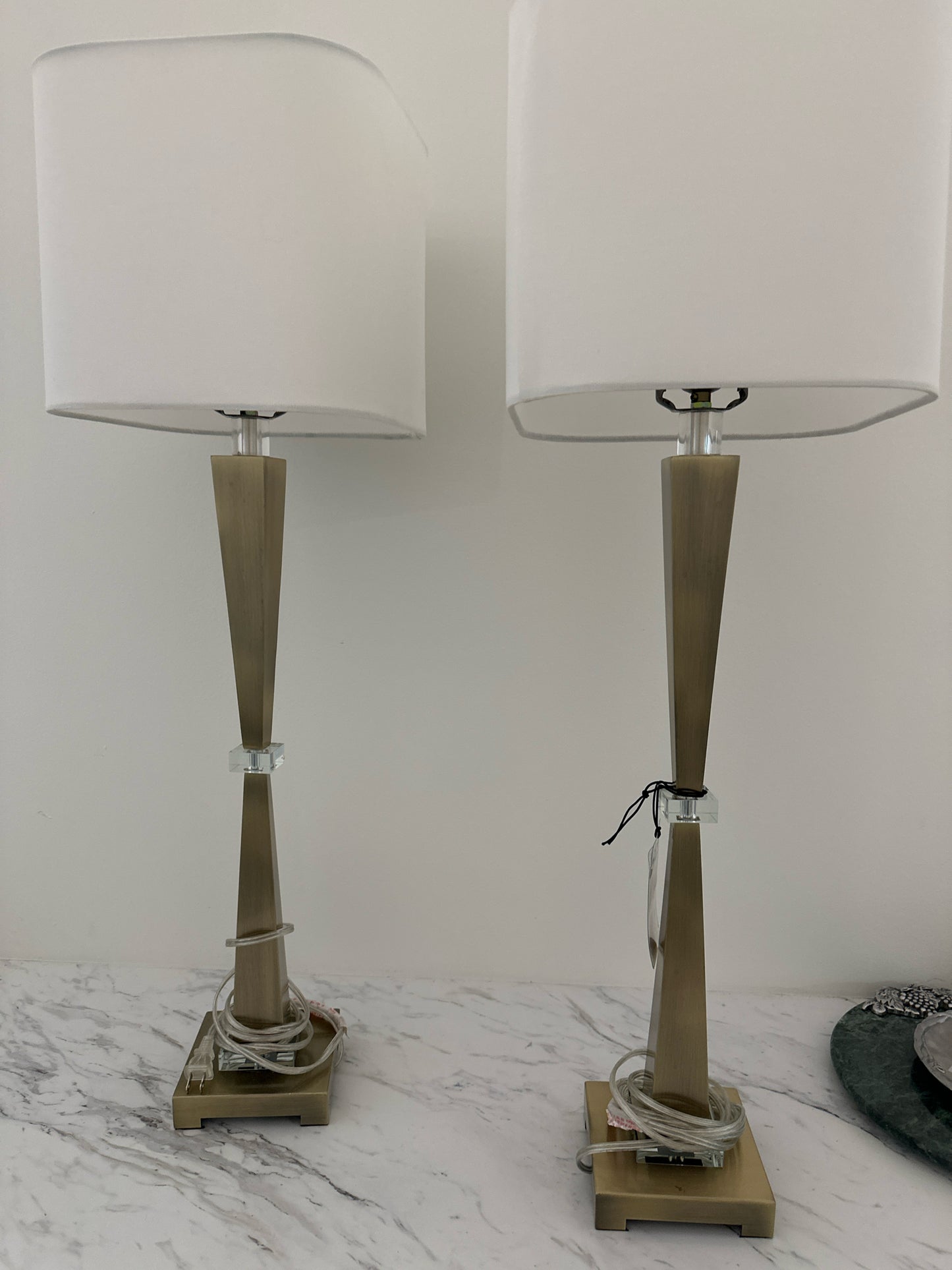 PAIR Uttermsost Brushed Gold Acyrlic Brass Base 34"h